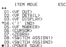 ITEM MOVE ESC ↓↓ 01. 02. 03. →04. <|', IND> 05. 06. 07. 08. 09. ●10.