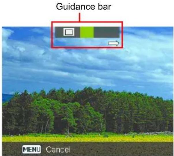 Guidance bar MENU Cancel