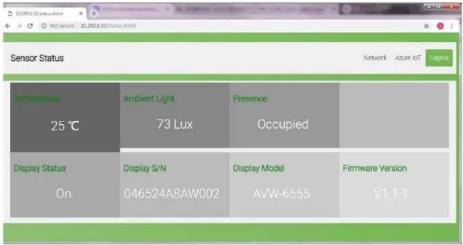 Avocor AVW-6555 - View the Sensor Status - 1