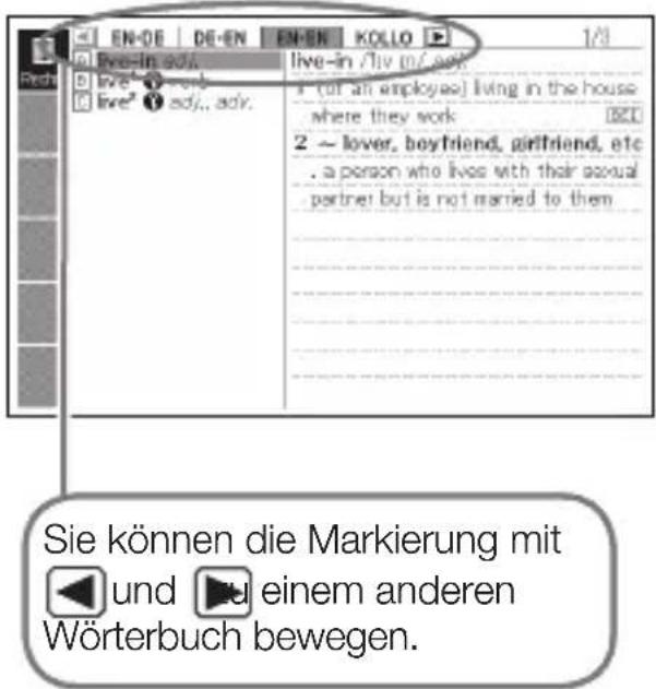 EN-DE | DE-EN | EN-BN | KOLLO Live-in 90% live work live2 adj., adv. live-in /liv in/ adv. (of an employee) living in the house where they work 2 ~ lover, boyfriend, girlfriend, etc . a person who lives with their sexual partner but is not married to them Sie können die Markierung mit und zu einem anderen Wörterbuch bewegen.