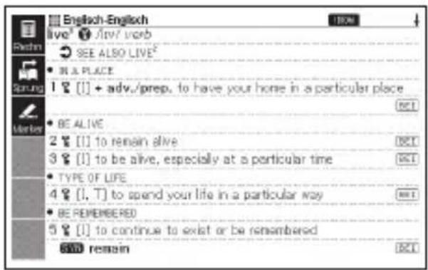 CASIO EW-G6600C - Stellen Sie mit ▲ ▼ ▲ und ▼ie Markierung auf das zu verwendende Wörterbuch und drücken Sie dann ENTER. - 2