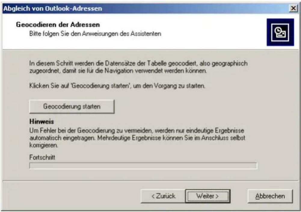 FALK N40 - Klicken Sie auf Geocodierung starten. - 1