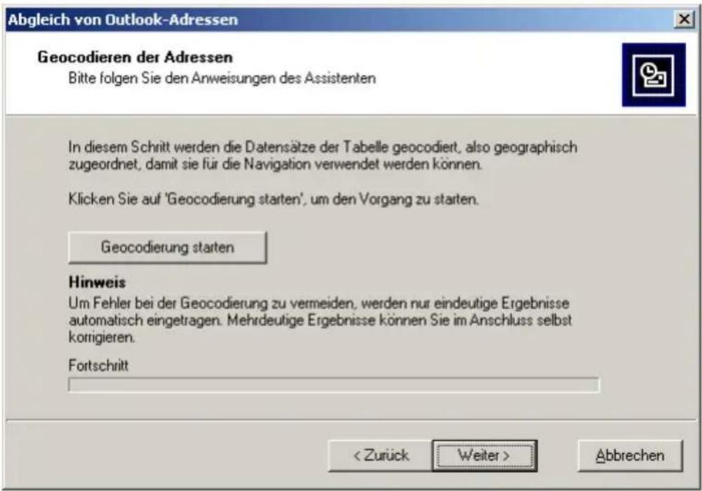 FALK N200 - Klicken Sie auf Geocodierung starten. - 1