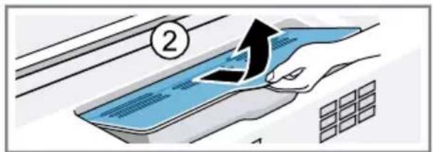Diagram showing airflow direction on a car with numbered annotation and directional arrow