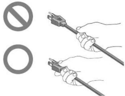 Illustration showing two hands holding a test probe with a prohibition symbol and a circle below, indicating no protection or disapproval.