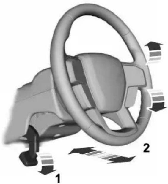 FORD F-250 Super Duty (2021) - ADJUSTING THE STEERING WHEEL - VEHICLES WITH: MANUAL ADJUSTABLE STEERING COLUMN - 2