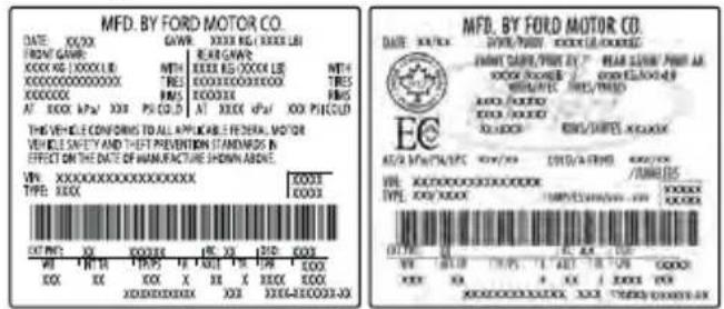 FORD F-250 Super Duty (2021) - LOCATING THE SAFETY COMPLIANCE CERTIFICATION LABELS - 1