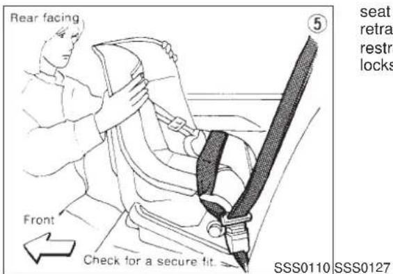 Rear facing ⑤ seat retra restr locks Front Check for a secure fit. SSS0110 SSS0127