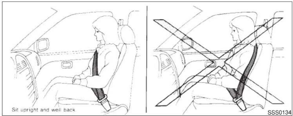 NISSAN Maxima (1999) - PRECAUTIONS ON SEAT BELT USAGE - 1
