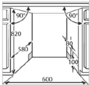 90° 820 580 100 600 90°