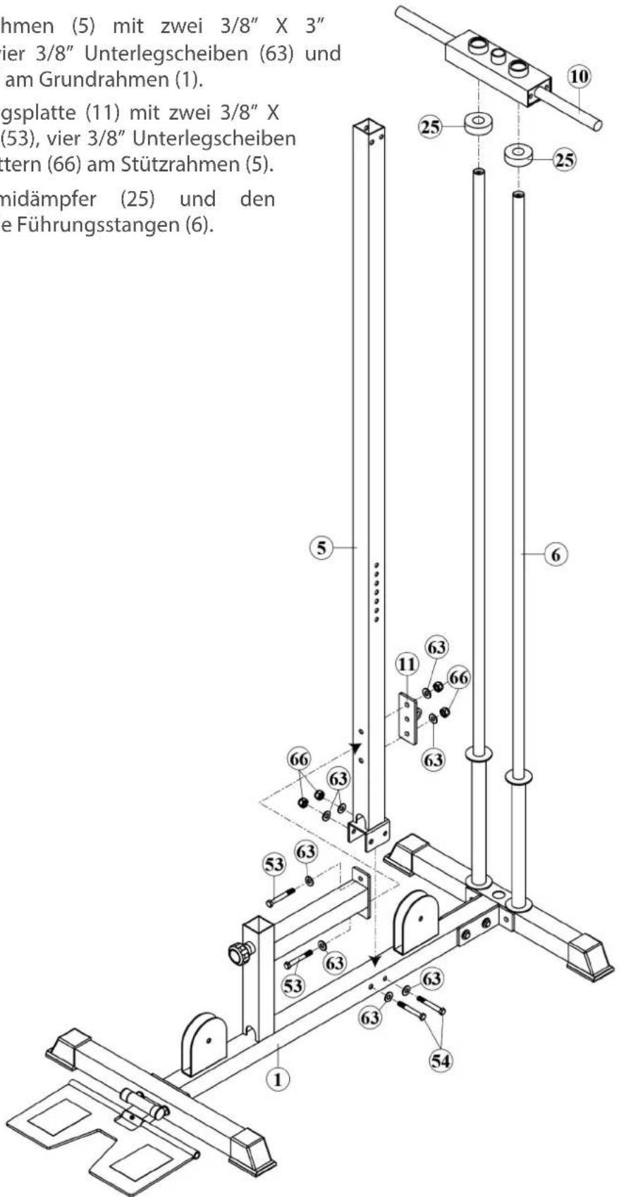 BodyCraft Lat Pull Tower - SCHRITT 2: Stützrahmen montieren - 1