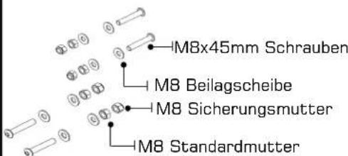 M8x45mm Schrauben M8 Beilagscheibe M8 Sicherungsmutter M8 Standardmutter