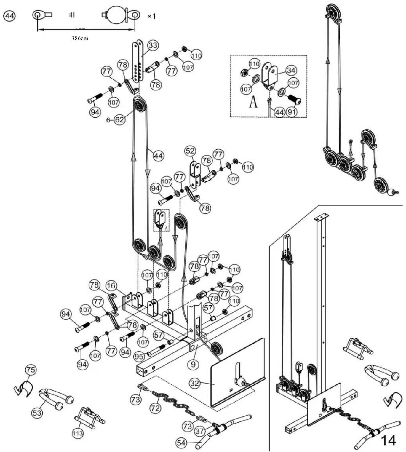 Marcy RS7000 - Unterkabelmontageanleitung Schritt 14 - 1