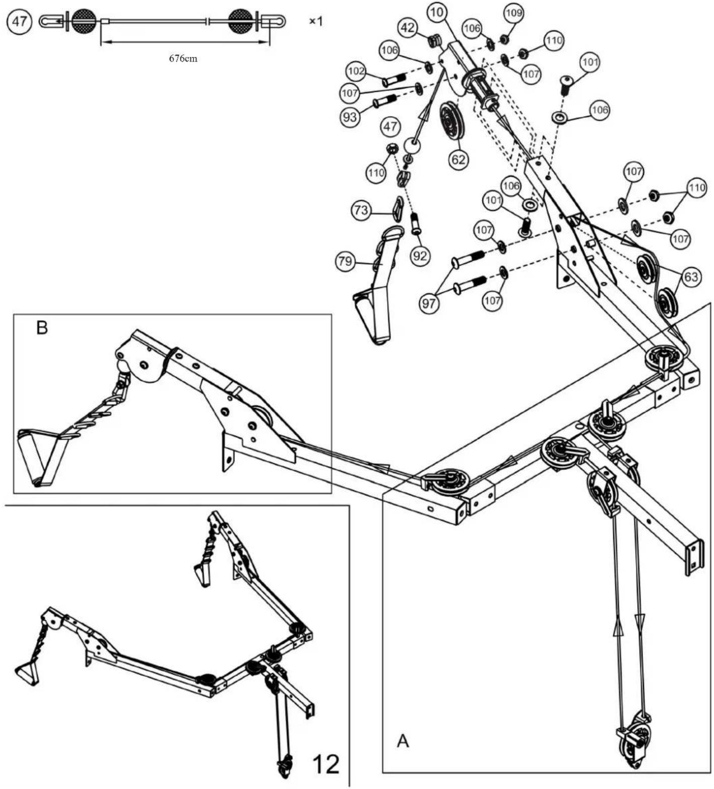 Marcy RS7000 - Oberkabelmontageanleitung Schritt 12 - 2