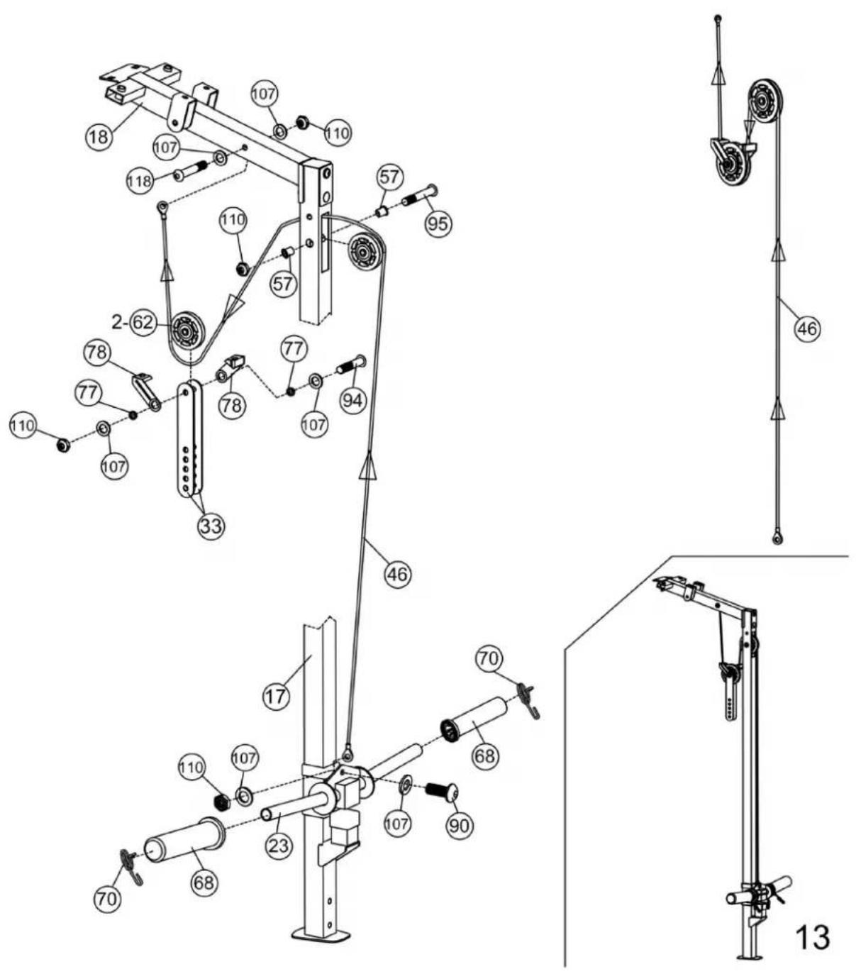 Marcy RS7000 - Oberkabelmontageanleitung Schritt 12B - 2