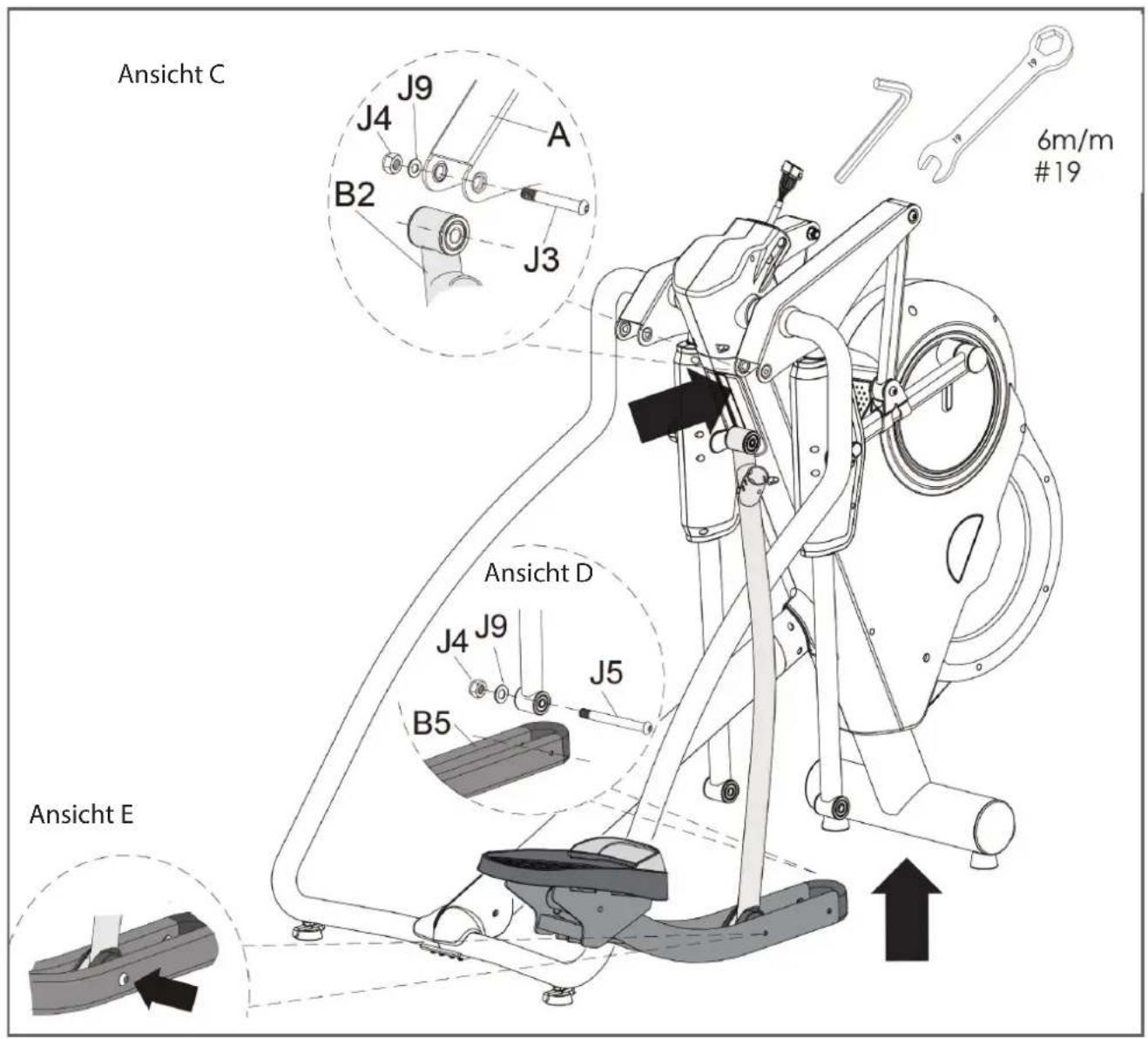 Cardiostrong EX80 Plus - Schritt 4: Montage des Pedalstützrohres - 1