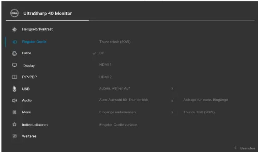 DELL UltraSharp U4021QW - Eingangsquelle Wählen Sie über das Menü Input Source - 1