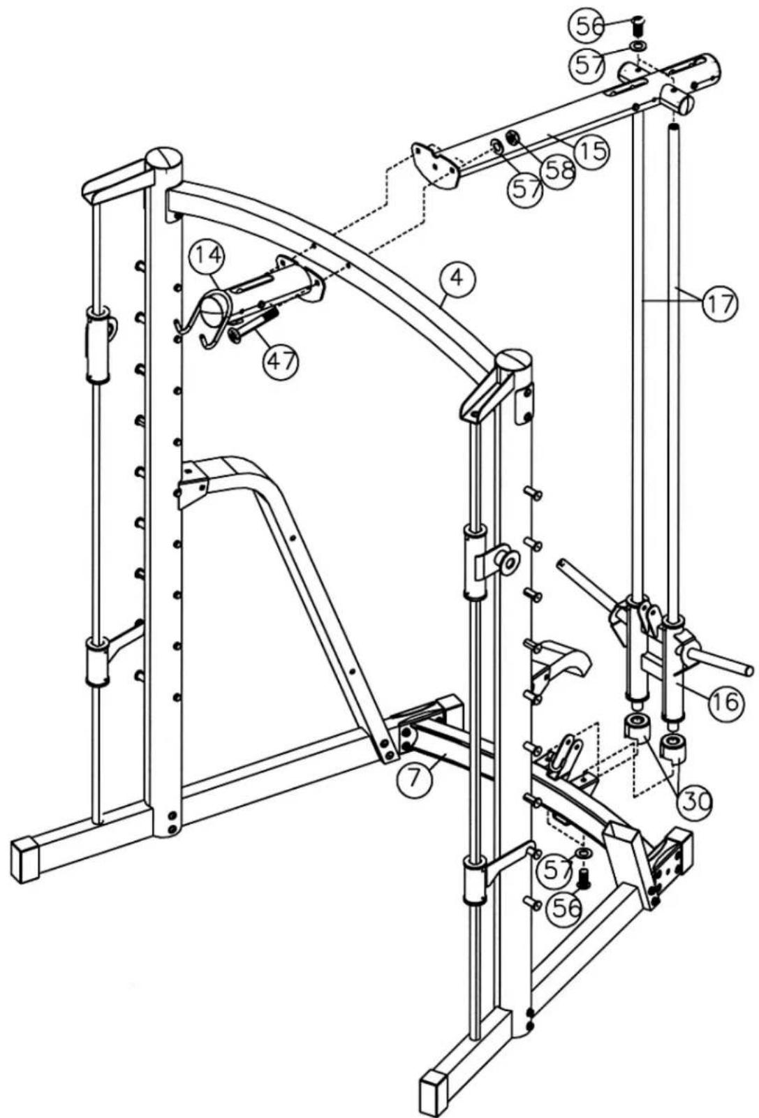 Marcy MWB1282 - Bitte stellen Sie sicher, dass der Flaschenzug des Gewichtspfosten nach oben guckt. - 1