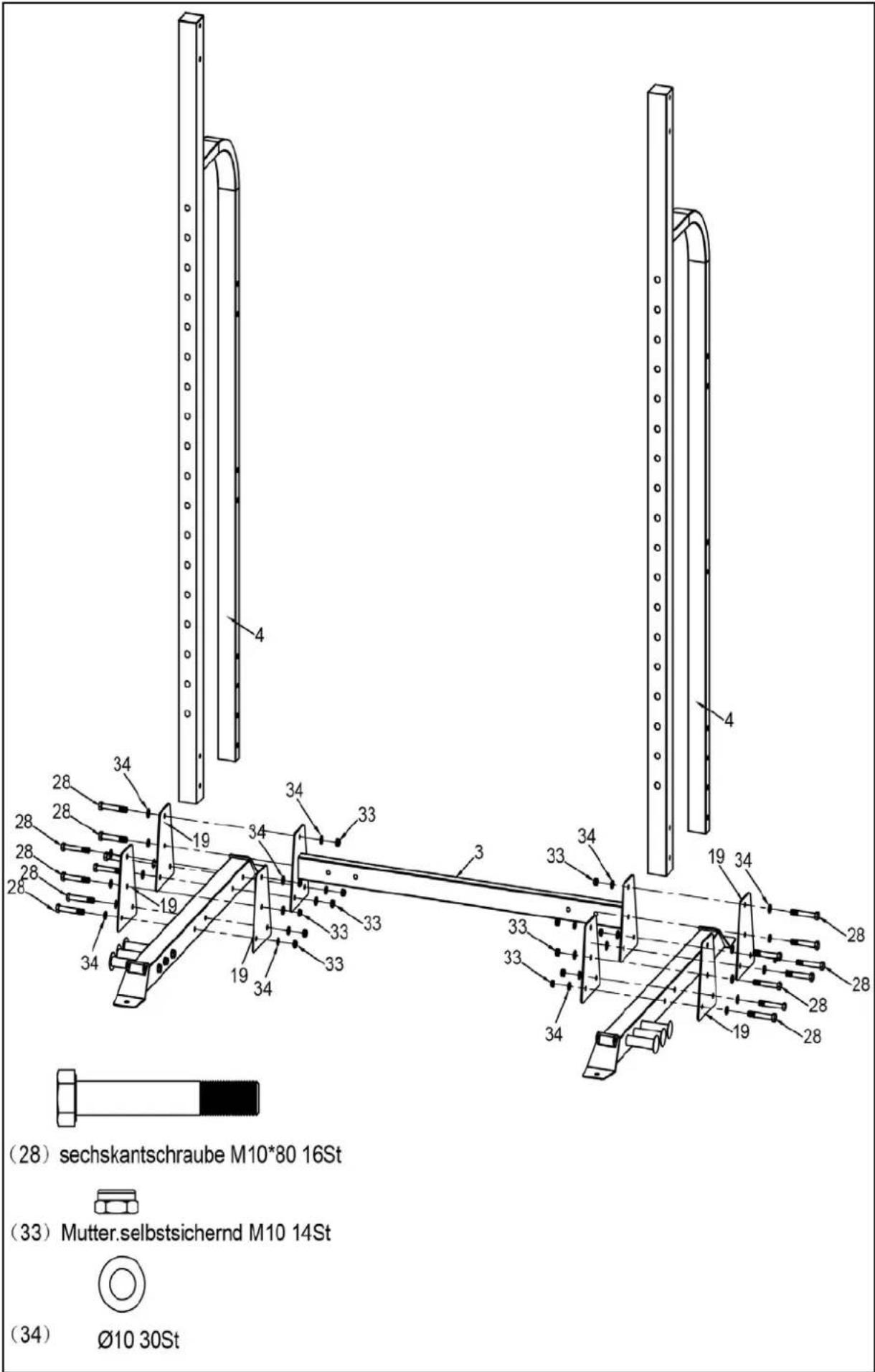 (28) sechskantschraube M10*80 16St (33) Mutter.selbstsichernd M10 14St (34) Ø10 30St