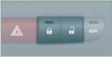 User interface control panel with warning symbol, lock icons, and ASR button