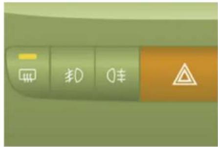 Control panel interface with icons for battery, switch, and warning symbol