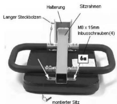 Halterung Sitzrahmen Langer Steckbolzen M8 x 15mm Inbusschrauben(4) 6a montierter Sitz