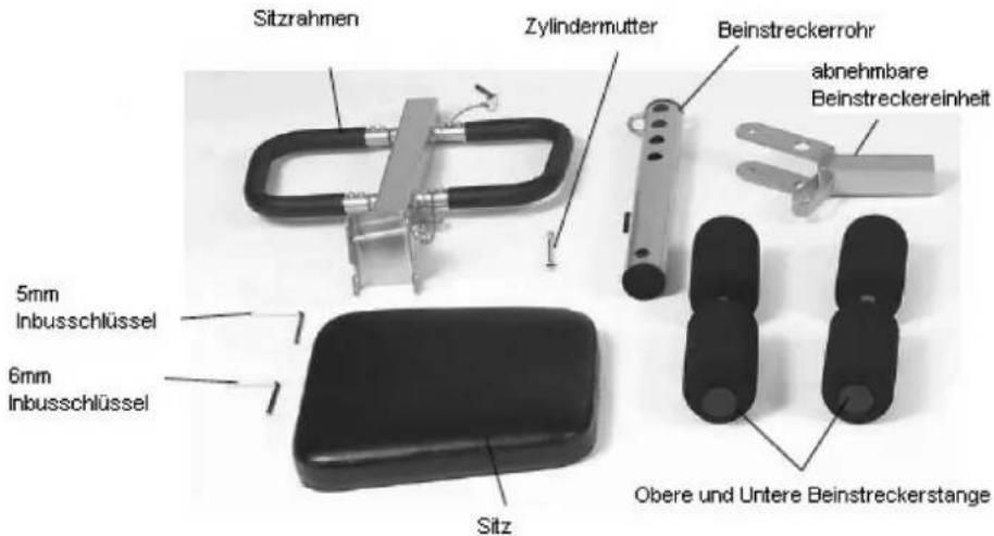 Sitzrahmen Zylindermutter Beinstreckerrohr abnehmbare Beinstreckereinheit 5mm Inbusschlüssel 6mm Inbusschlüssel Sitz Obere und Untere Beinstreckerstange