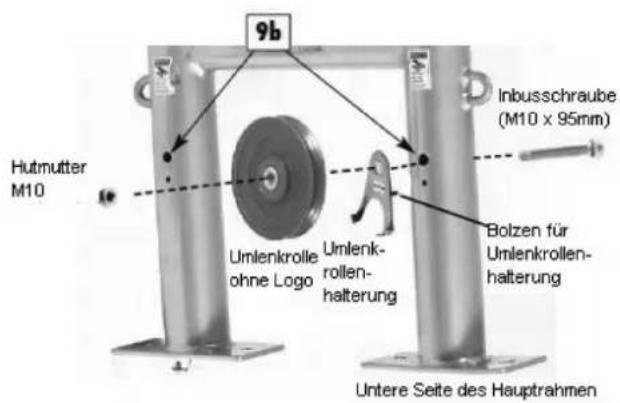 9b Hutmutter M10 Umlenkrolle ohne Logo Umlenk- rollen- halterung Inbusschraube (M10 x 95mm) Bolzen für Umlenkrollen- halterung Untere Seite des Hauptrahmen