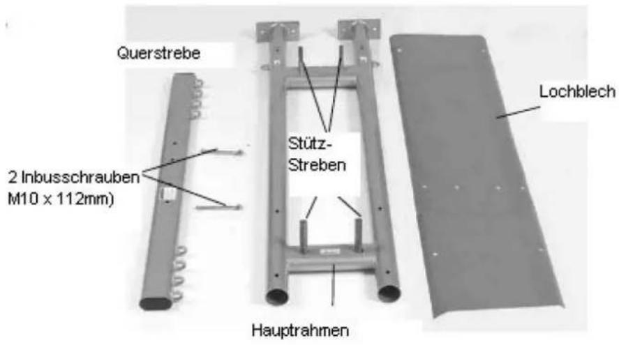 Querstrebe 2 Inbusschrauben M10 x 112mm) Stütz- Streben Lochblech Hauptrahmen