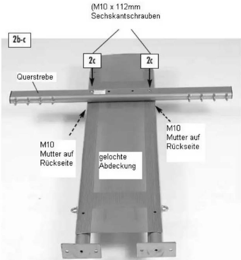 (M10 x 112mm Sechskantschrauben 2b-c Querstrebe 2c 2c M10 Mutter auf Rückseite gelochte Abdeckung M10 Mutter auf Rückseite