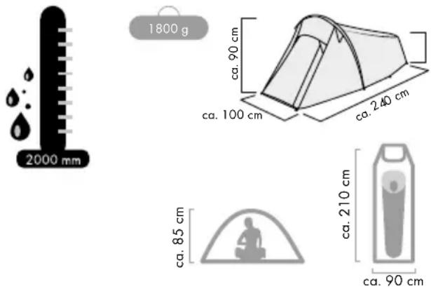 2000 mm 1800 g ca. 90 cm ca. 100 cm ca. 240 cm ca. 85 cm ca. 210 cm ca. 90 cm