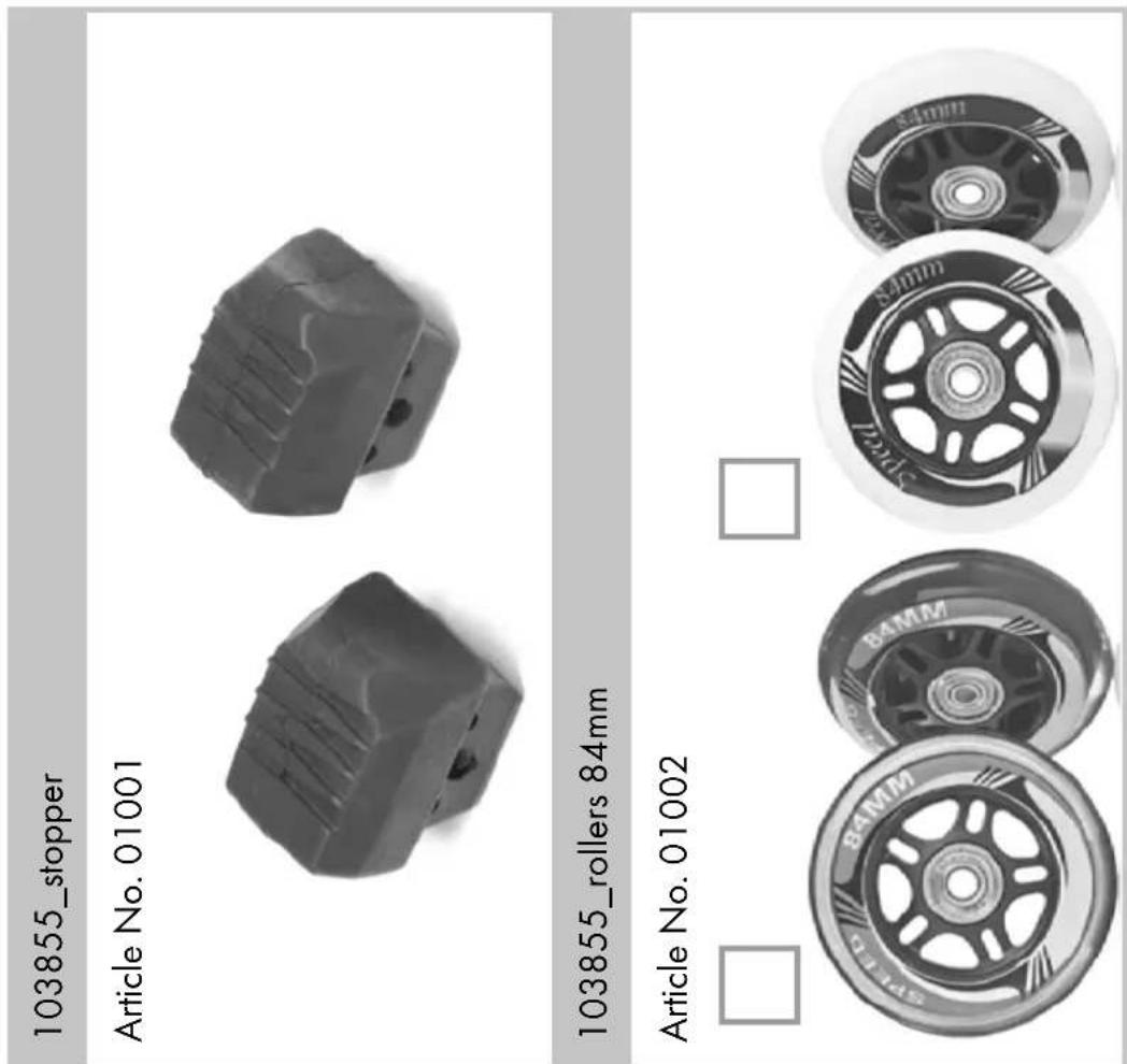 103855_stopper Article No. 01001 103855_rollers 84mm Article No. 01002