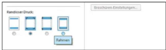Randloser Druck: Rahmen Broschüren-Einstellungen...