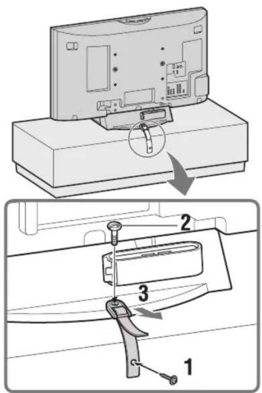 Technical diagram showing a device with labeled parts, including a close-up view and three numbered steps for assembly or repair.