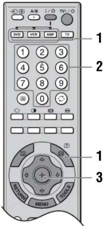 A/B TV DVD VCR AMP TV 1 2 3 4 5 6 7 8 9 0 RETURN MENU TOOLS 1 2 3