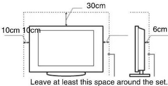 10cm 10cm 30cm Leave at least this space around the set. 6cm
