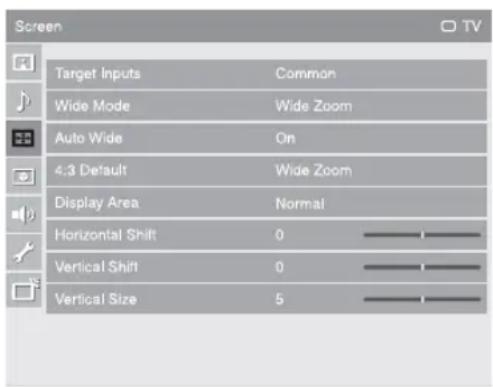 SONY Bravia KLV-46X350A - Screen menu (except for PC input) - 1
