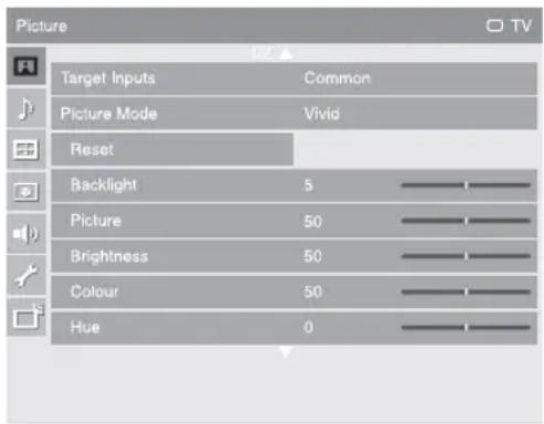 SONY Bravia KLV-46X350A - Picture menu - 1