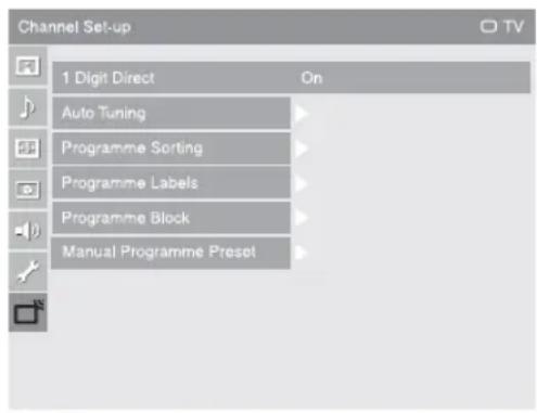 SONY Bravia KLV-46X350A - Channel Set-up menu - 1