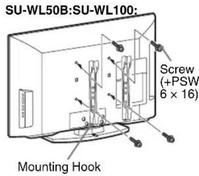 SU-WL50B:SU-WL100: Screw (+PSW 6 × 16) Mounting Hook