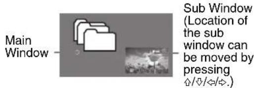 Main Window Sub Window (Location of the sub window can be moved by pressing #/#//=>.)