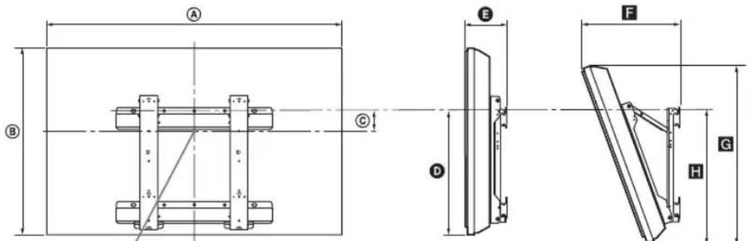 Technical drawing of a mechanical assembly with labeled dimensions and component views