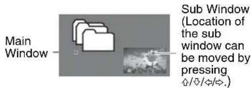 Main Window Sub Window (Location of the sub window can be moved by pressing /√/↔/↔.)