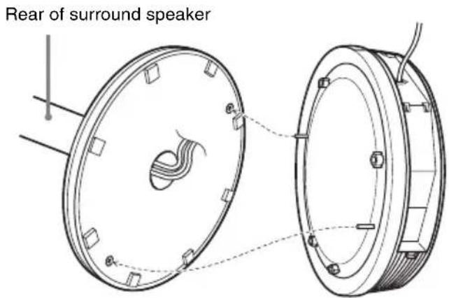 SONY DAV-DZ820KW - Attach the surround amplifier (speaker base) to the surround speaker with the guide pins. - 1