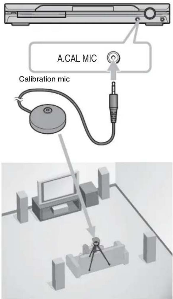 SONY DAV-DZ820KW - Connect the calibration mic to the A.CAL MIC jack on the front panel and press ↑/↓ to select [YES], then press ⊕. - 1