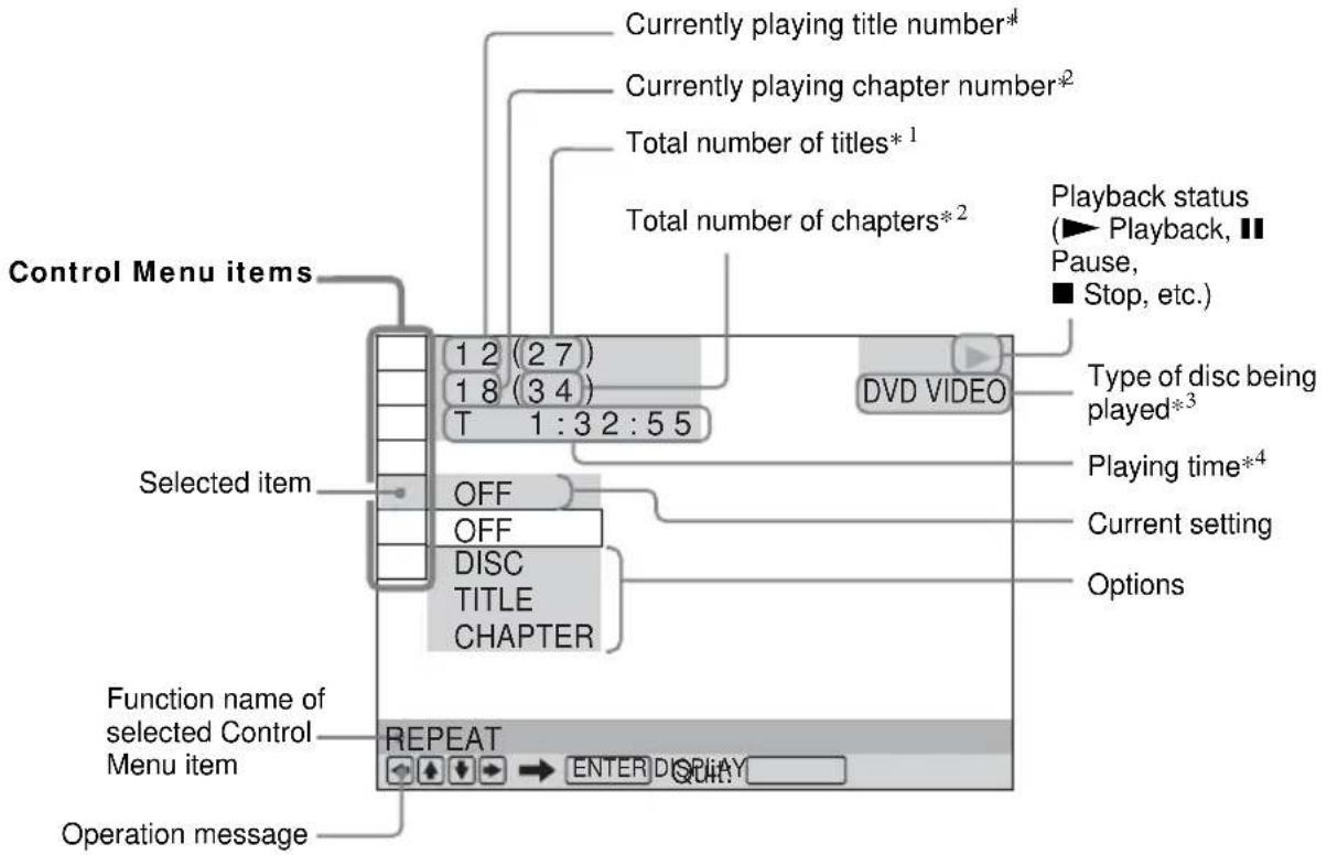 SONY DAV-DZ550 - Control Menu display - 1