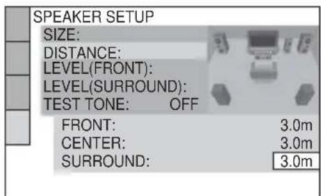 SONY DAV-DZ550 - Press ↑/↓ to select the surround speaker distance from the listening position. - 1