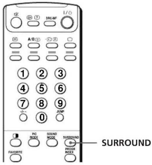 DRC-MF A/B ① ② ③ ④ ⑤ ⑥ ⑦ ⑧ ⑨ JUMP 1 PIC SOUND SURROUND MODE MODE MODE SURROUND FAVORITE PROGR INDEX SURROUND