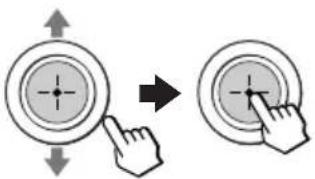 Diagram showing two finger states on a circular button, with arrows indicating left and right movement.
