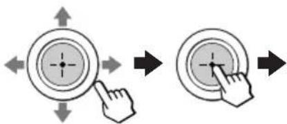 Diagram showing two finger states on a circular button, with arrows indicating movement and control points.